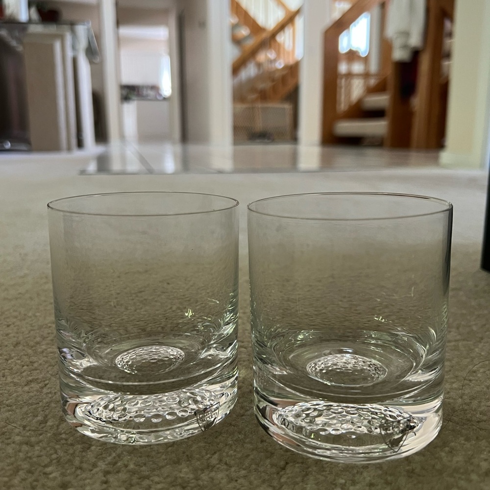 Orrefors Double Old Fashion Golf Crystal Glasses by Martti Rytkönen